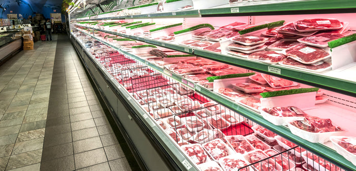 meat aisle in grocery
