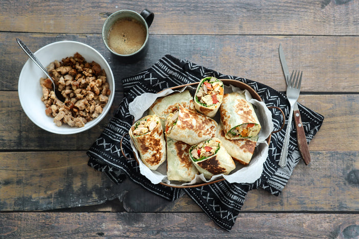 Breakfast Burritos with Toulouse Sausages and Peppers