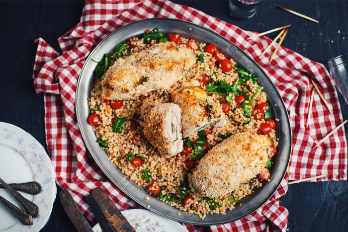 cordon bleu chicken on couscous