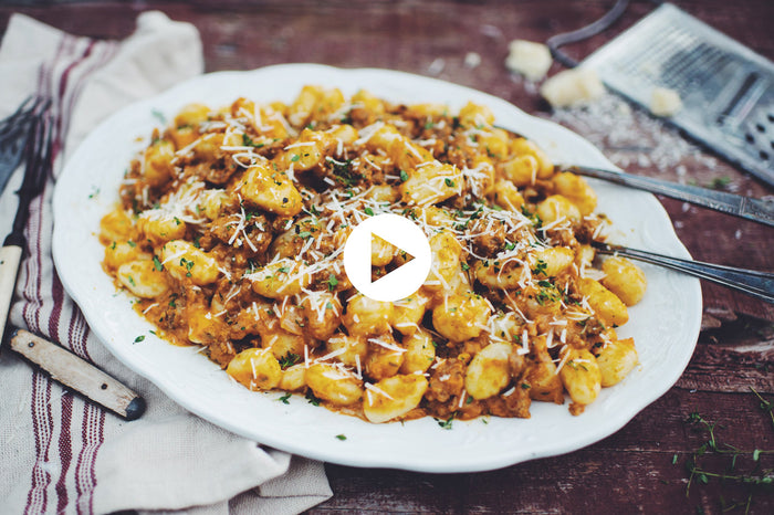 Pumpkin Gnocchi with Toulouse Sausages (VIDEO)