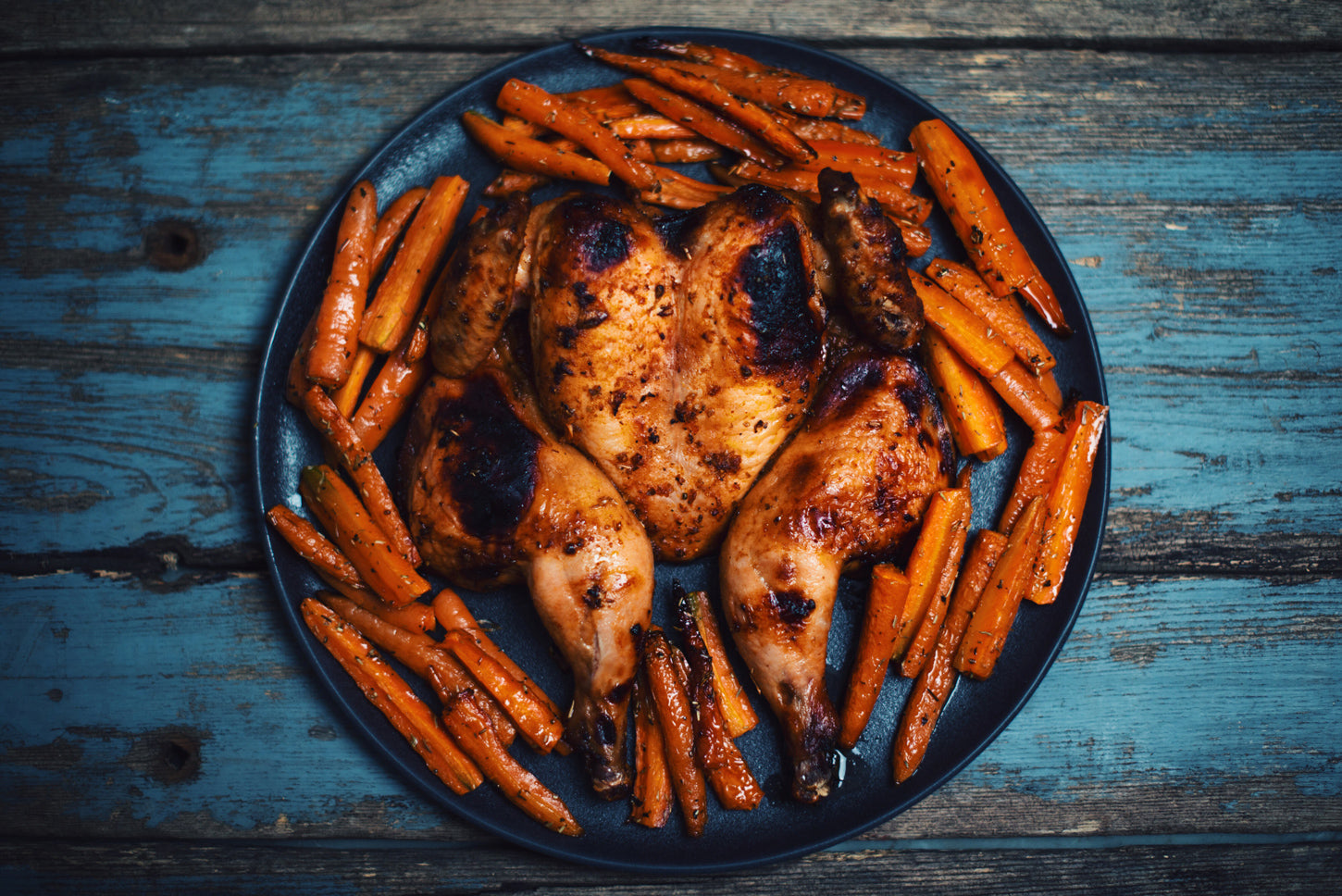 spatchcock chicken, carrots
