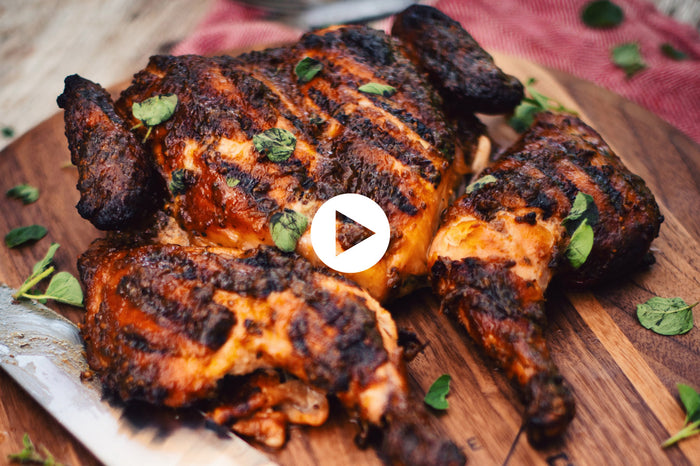 Flattened Chicken with Maple, Mustard and Oregano (VIDEO)